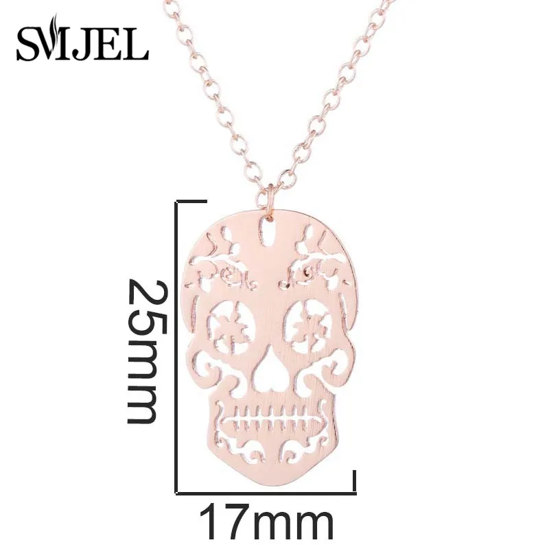 SMJEL Vintage Skeleton Pendant Necklace Women Ethnic Skull Necklaces Choker Mexican Skull Jewelry Halloween Gifts collier femme