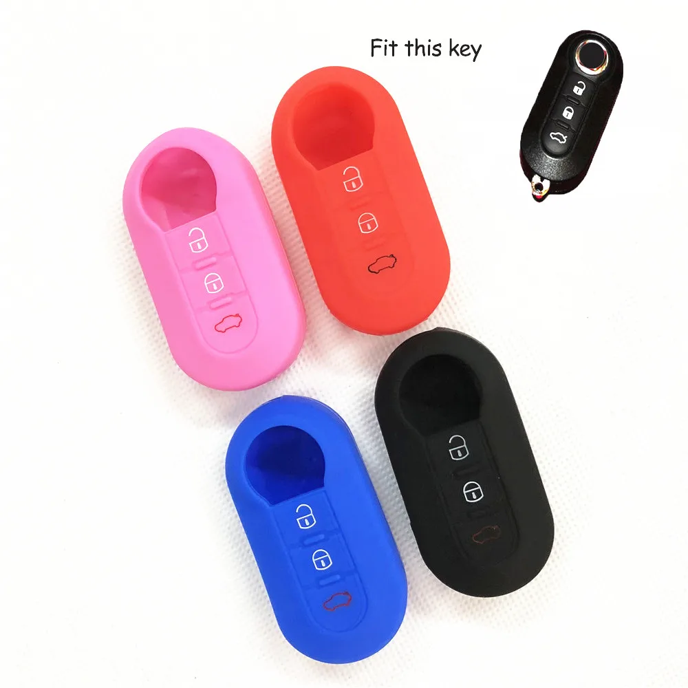 Silicone Car Remote Key Fob Shell Cover Case For Fiat 500 500L Bravo Ducato Doblo For Lancia Ypsilon Delta For Peugeot Boxer