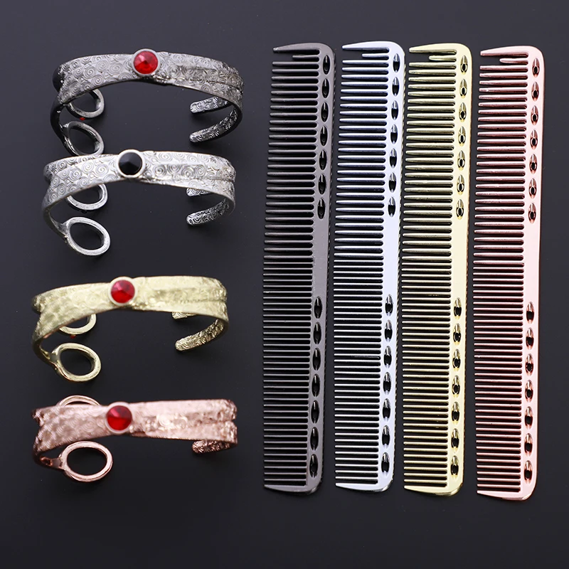 

HongYuan 2019 New Hairs Combs with hairdresser bracelet Zinc alloy bracelet for Barber professional Scissors accessories