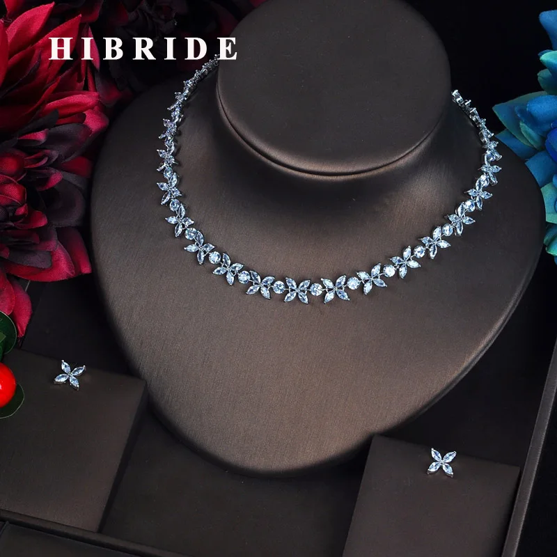 

HIBRIDE Romantic Star Shape Bridal Jewelry Sets Women Accessories Cubic Zirocnia Stone Necklace Set Jewelry N-610