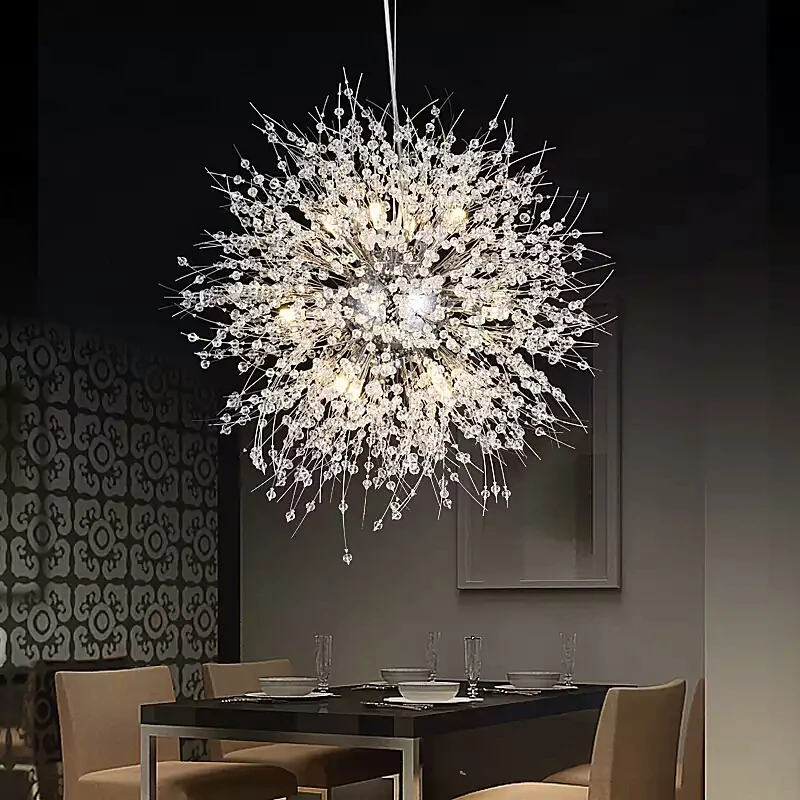 Modern creative personality living room bedroom LED crystal pendant lights clothing shop dandelion spherical pendant lamp