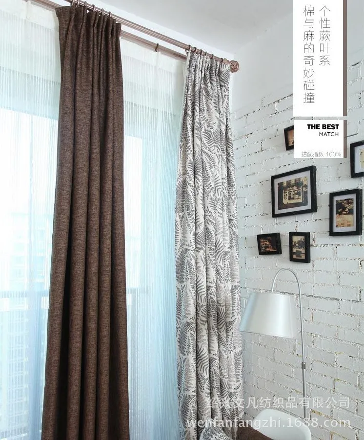 2017 New Export Hemp Material Printing Modern American Style Leaf Thickening Shading Curtain Finished Products Can Be Customized