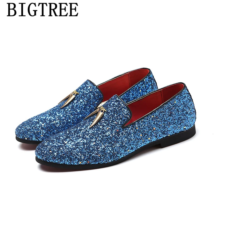 

Wedding Shoes Men Dress Glitter Loafers Men Shoes Formal Party Shoes Men Elegant Coiffeur Sepatu Slip On Pria Erkek Ayakkabi