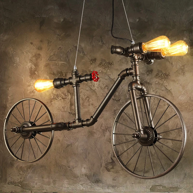 Nordic Iron Retro Cafe pendant lamp Bedroom Restaurant Bar Industrial Wind Creative Individual Bicycle Pendant Lights