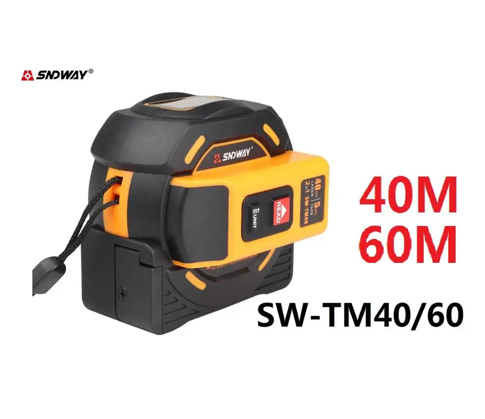 SNDWAY new Laser distance meter Tape rangefinder multi function Self-Locking Hand Tool Device SW-TM40 SW-TM60