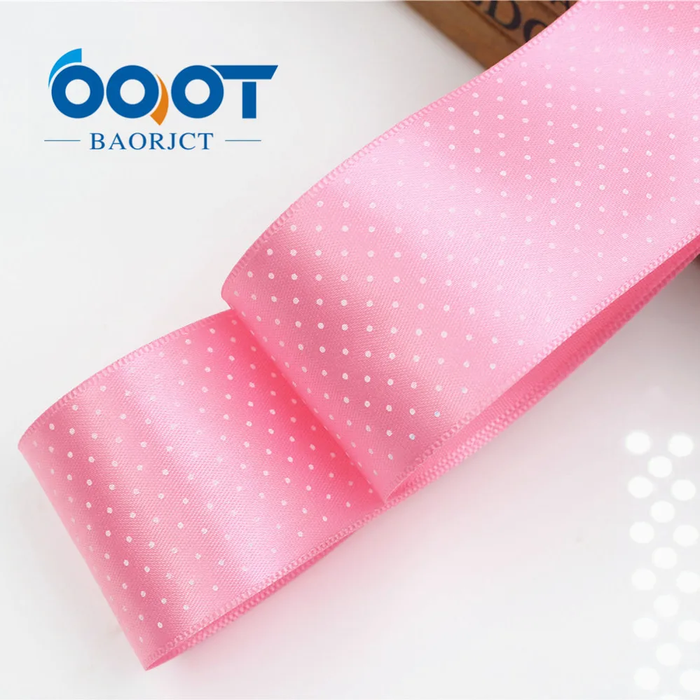 OOOT BAORJCT 176221 38MM , white Polka Dots satin Ribbon , 10 yards The tape for Sewing , DIY Headdress Accessories Handmade,