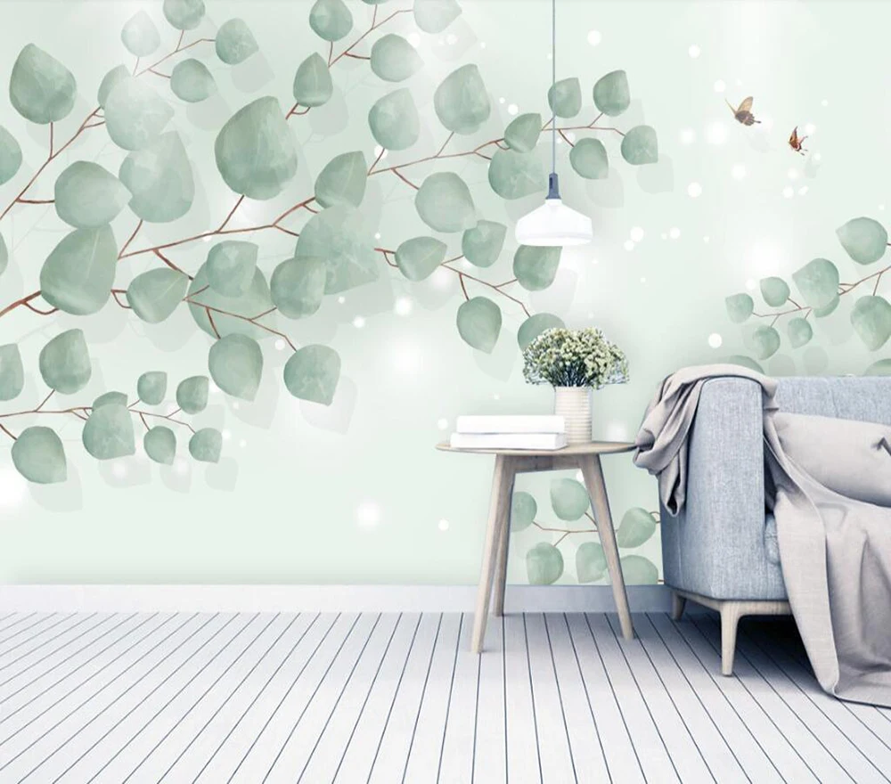 

Custom wallpaper Contemporary and contracted small and fresh artistic leaf sitting room setting wall