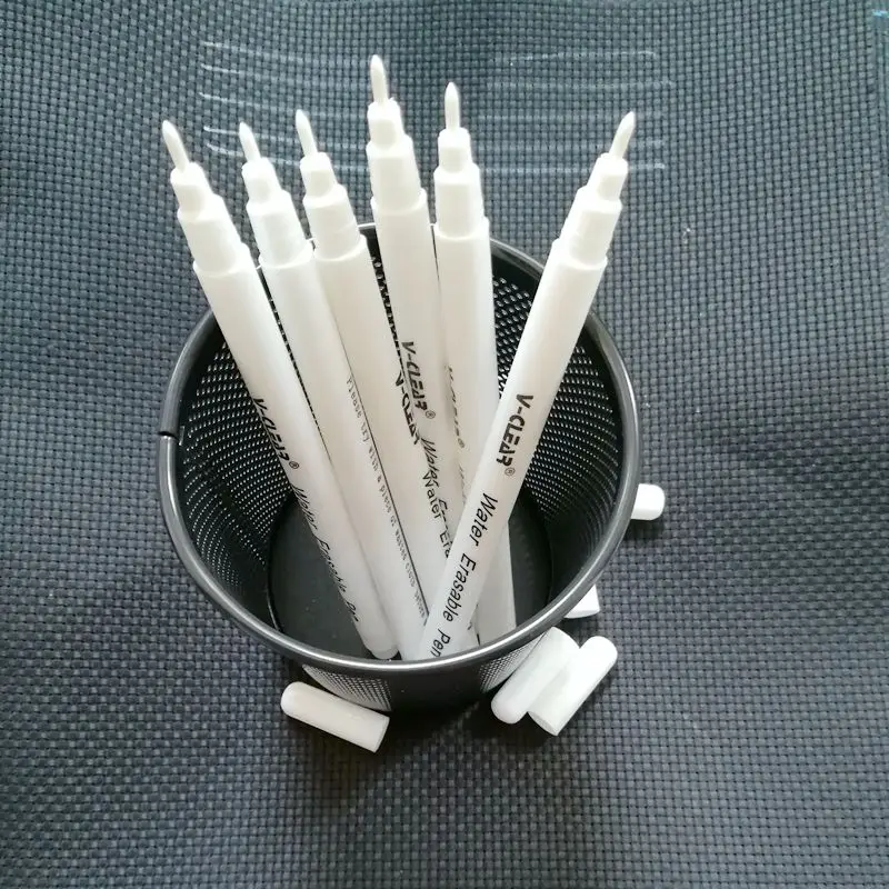 

VCLEAR White Water Soluble Marker Pen for Dark Fabric Marking 6 pcs Water Erasable Marking Pen for Dark Leather Marking