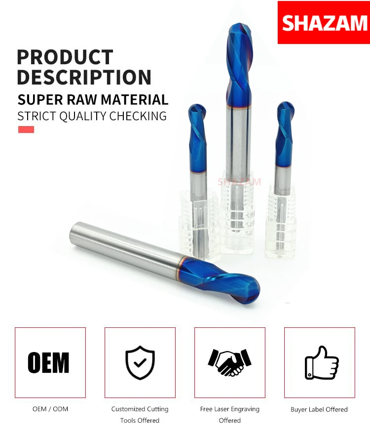 Fräsen Cutter Hrc70 Ball Nase Legierung Nano-Beschichtung Wolfram Stahl Werkzeuge Cnc Bearbeitungs FLASH-SHAZAM Großhandel Top Härte Maschine Schneider – Detail 1