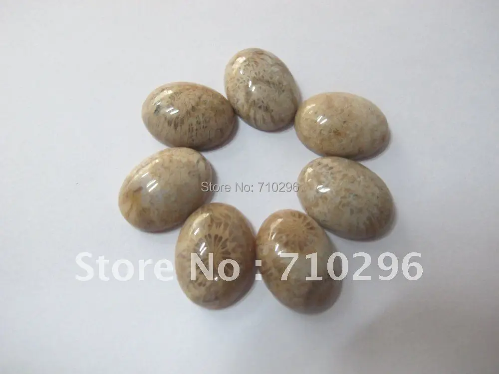 Natural Coral Fossils Jasper Bead Cabochon 18x25mm Oval gemstone Jewelry Cabochon Ring Face 10pcs/lot