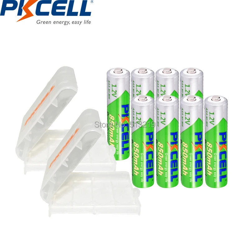 8PCS PKCELL AAA battery 850mah 1.2v NIMH aaa rechargeable batteries LSD batteria and 2PCS AA/AAA battery box holder