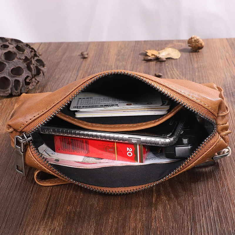 AETOO Original hand-made vintage genuine leather long Clutch leather soft handbag clutch large-capacity youth hand strap