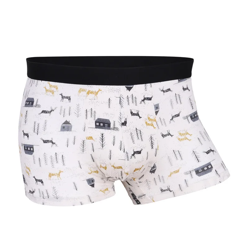 Fashion Youth Man Cartoon Modal Underwear Personality Print Male Boxer Shorts Middle Waist Breathable U Pouch Mens Underpants