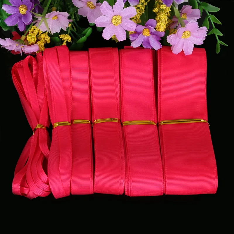 7-38mm 5yards Fuchsia Color Grosgrain Ribbon for Wedding Party Decoration Gift Packing DIY Handmade Crafts Garment Accessories