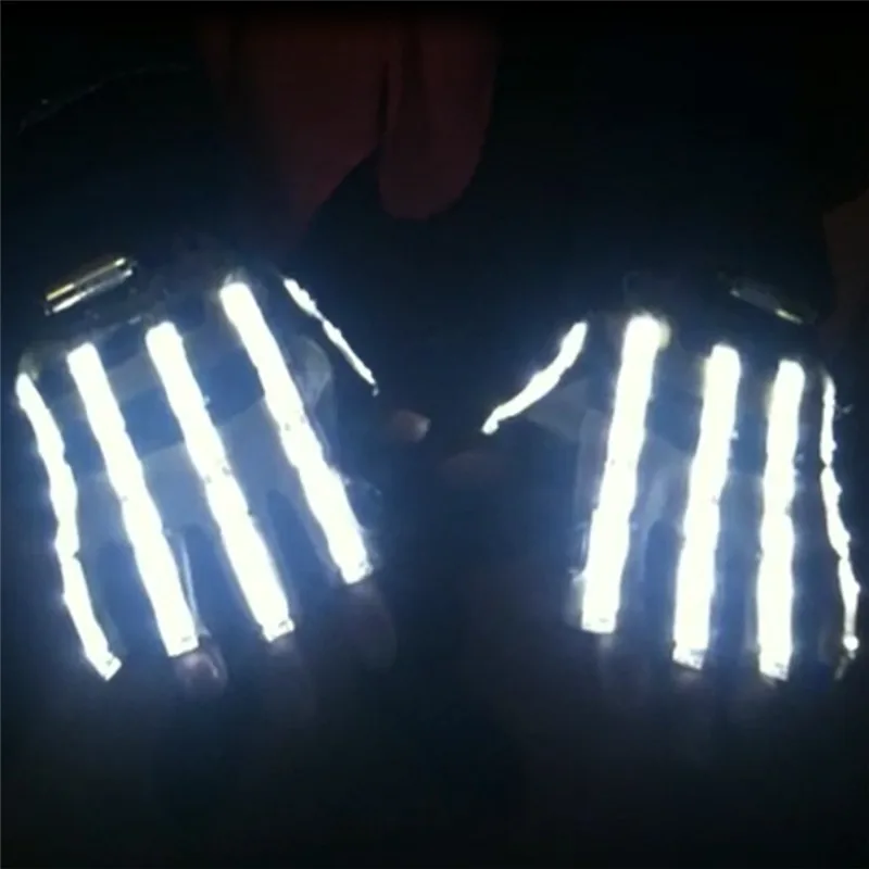 

Hot Sale White Color Led Glove Light Up Luminous Flshing Christmas Gloves For DJ Club Party Event & Party Supplies