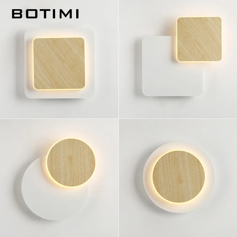 BOTIMI 디자이너 LED 벽 램프 거실 장식 나무 벽 조명 머리맡 램프 흰색 벽 Sconce 실내 조명기구