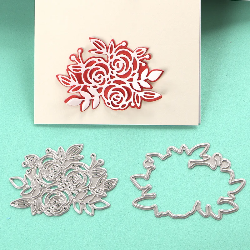 

DUOFEN METAL CUTTING DIES 020007S 2pcs rose floral cutout lace hollow embossing stencil DIY Scrapbook Paper Album 2018 new