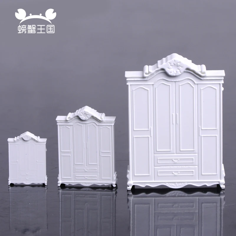 

3pcs Dollhouse Wardrobe Cabinet Cupboard Closet Bedroom Accessories 1:30 1:50 1:75 Miniature Furniture Interior Scene Decoration