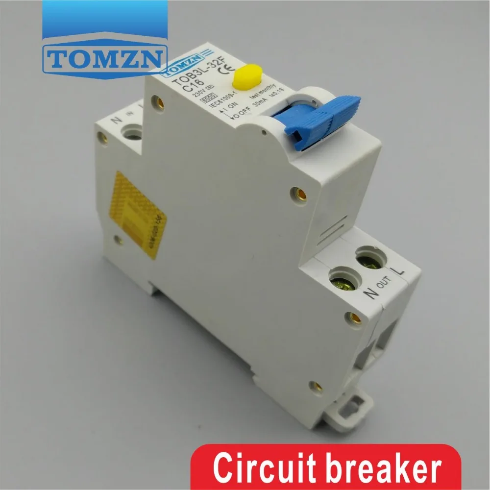 TOB3L-32F 18MM RCBO 16A 1P+N 6KA Residual current Circuit breaker with over current and Leakage protection