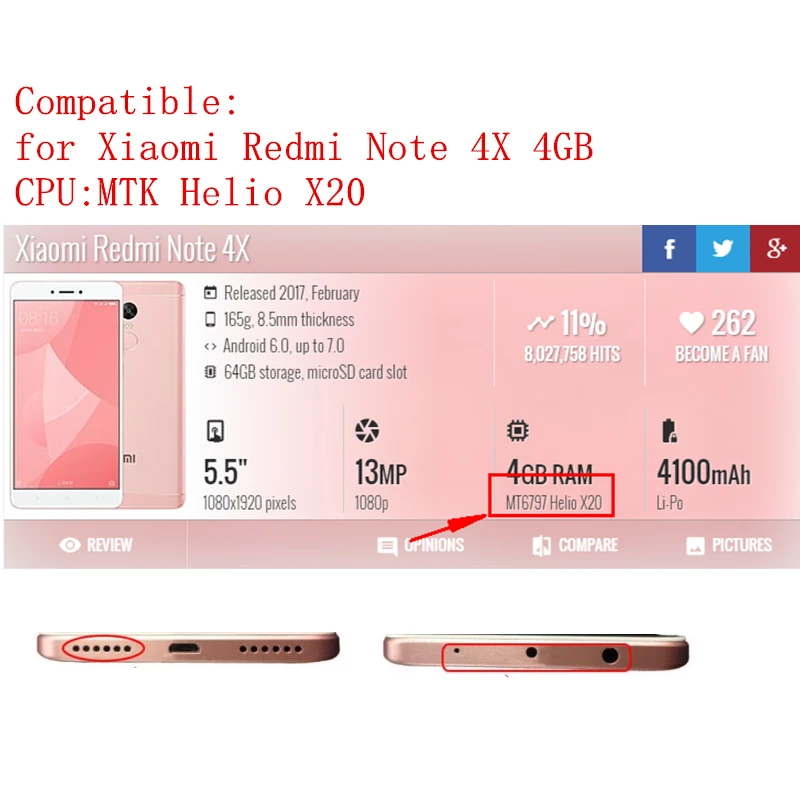 For Xiaomi Redmi Note 4X MTK helios 4GB lcd Display Touch Screen Digitizer Assembly with Frame Note4X Pro screen repair parts