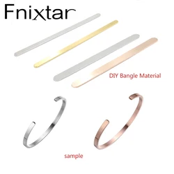 Fnixtar 50Pcs/Lot Stainless Steel Mirror Polished Rectangle Charm Blank Stamping Tag DIY C Open Cuff Bangle 1/2* 6in 1/4*6in