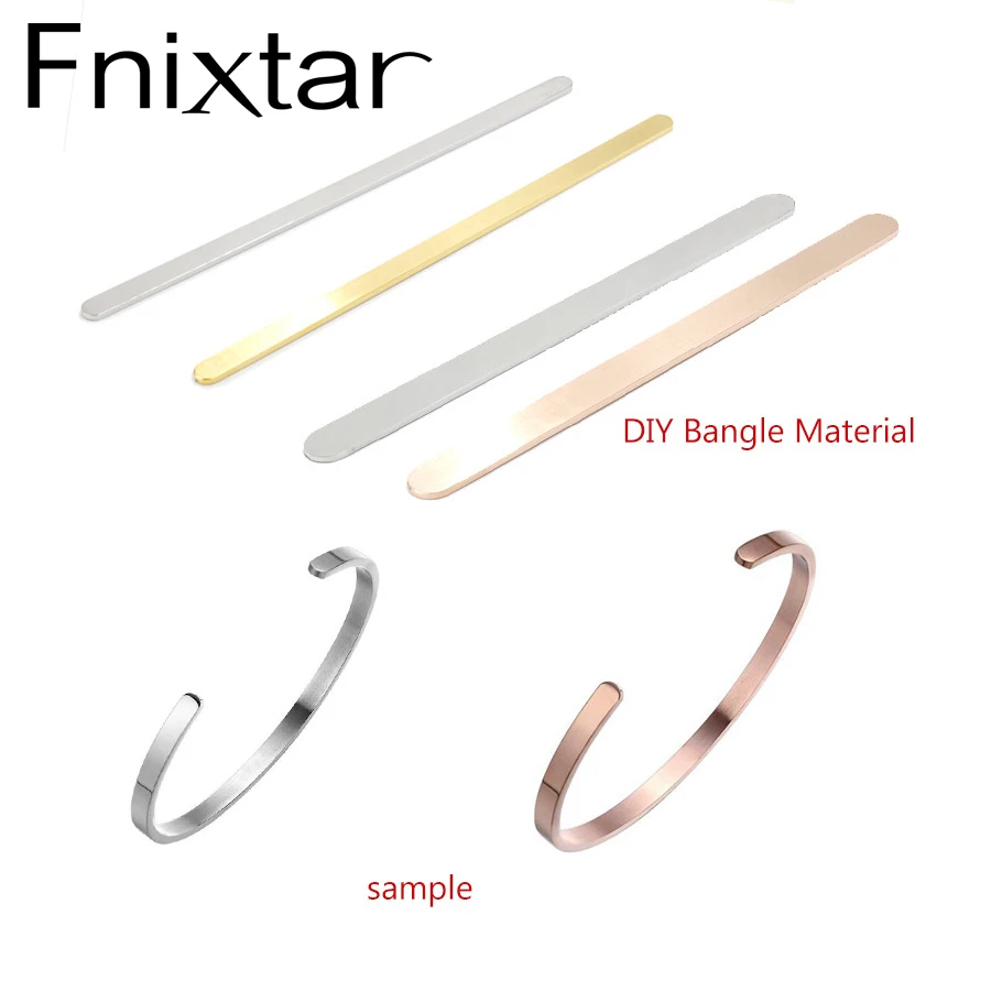 Fnixtar 50 sztuk/partia lustro polerowane prostokąt ze stali nierdzewnej urok puste tłoczenie Tag DIY C otwórz mankiet Bangle 1/2 * 6in 1/4 * 6in