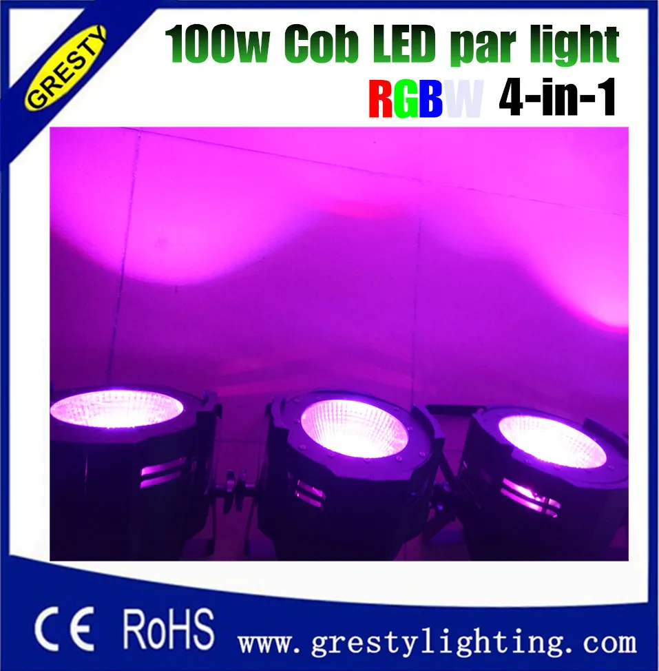 4pcs Discount Price 8PCS 100W rgbw Yellow COB Stage Led Par Aluminum Cans Master-Slave,Auto Run DMX512 Control LCD Display