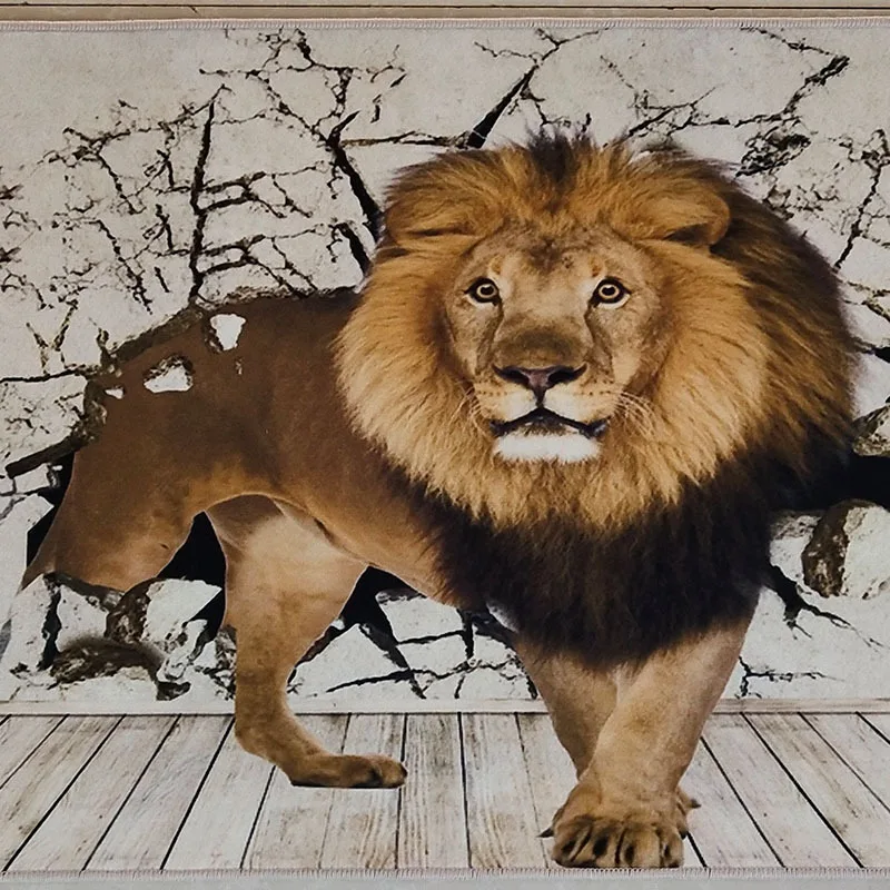 Lion 3D Patterns Home Area Rug Kids Room Play Crawling Carpet Rectangle Tatami Soft Rugs and Carpets for Living Room Bedroom Mat