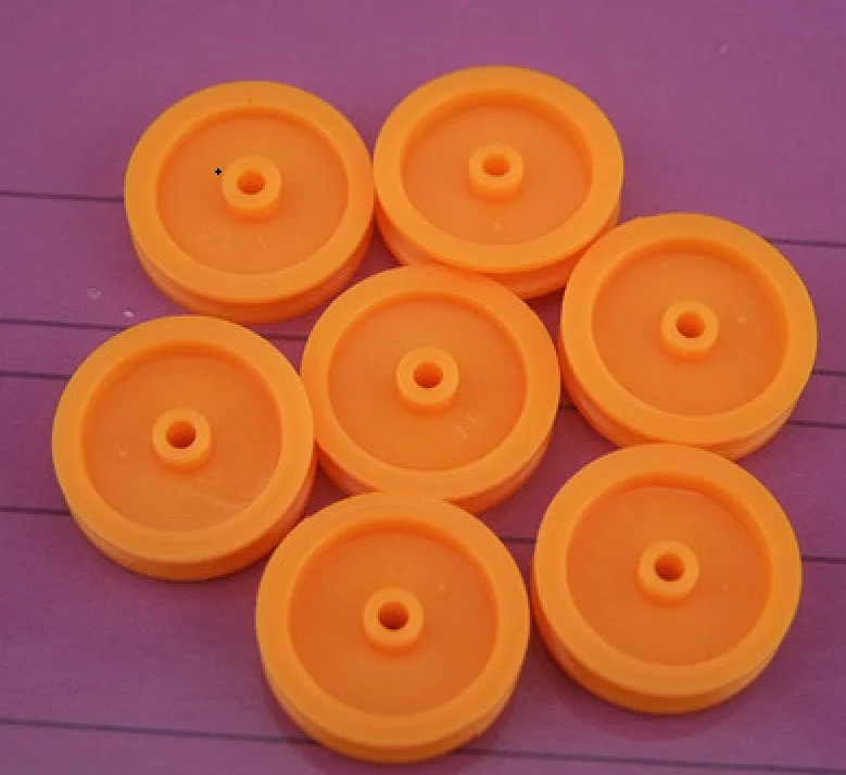 10 pcs Diameter16.8mm Yellow Plastic Belt Driving Wheel Transmission DIY Toys Parts