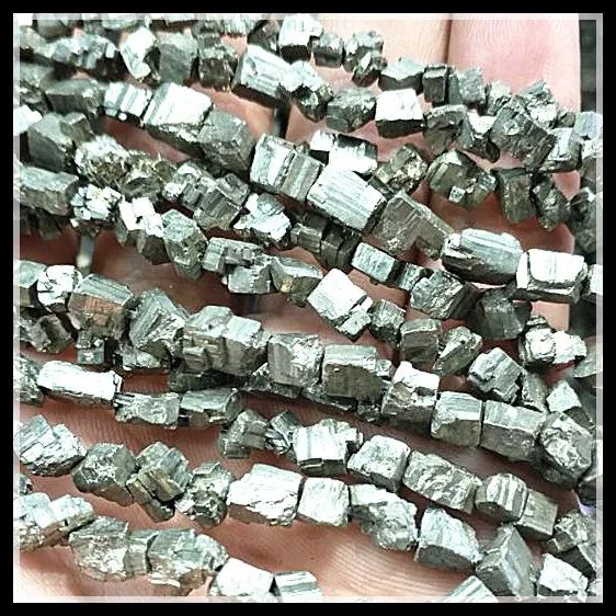 1 STRING Nature Pyrite Chips Natural Mine For Charms Bracelets Making Jewelry Findings DIY Beads 4-6MM 1 Strings 15.5Inches