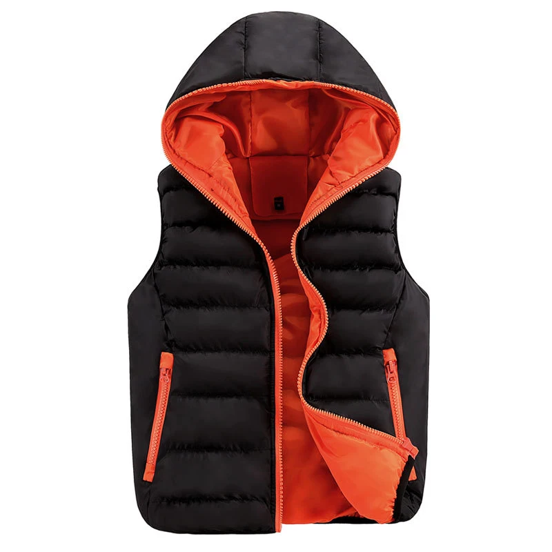 

Autumn Winter Men's Warm Vests Fashion Male Cotton-Padded Hooded Vest Coats Men Thick Windbreaker Waistcoats Clothing