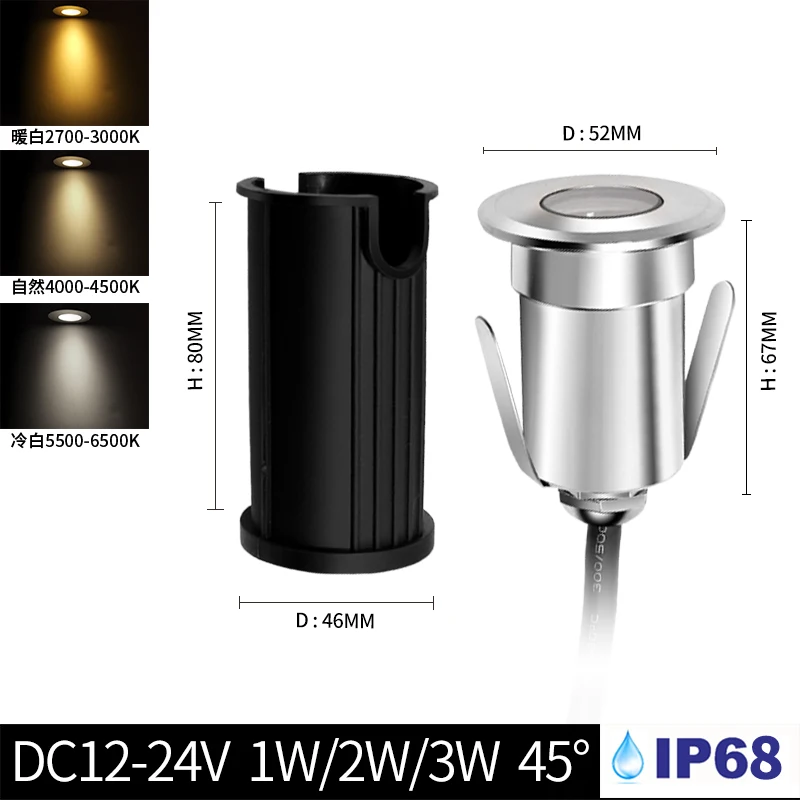 Led Ondergrondse Licht Ronde Rvs DC12-24V Spot Grond Ingebed Outdoor Tuin IP68 Waterdicht Fontein Overstroming Licht