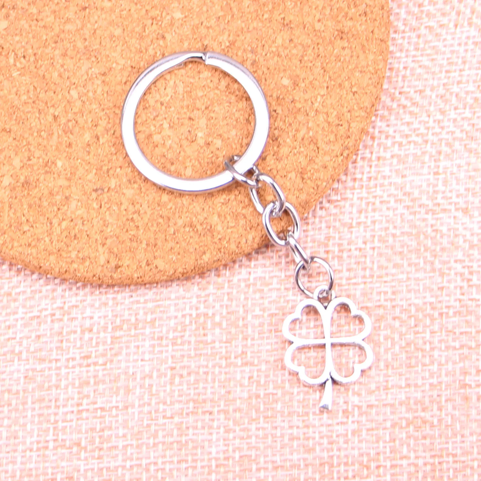 New Arrival hollow lucky four leaf clover irish Charm Pendant Keychain Key Ring Chain Accessories Jewelry Making For Gifts