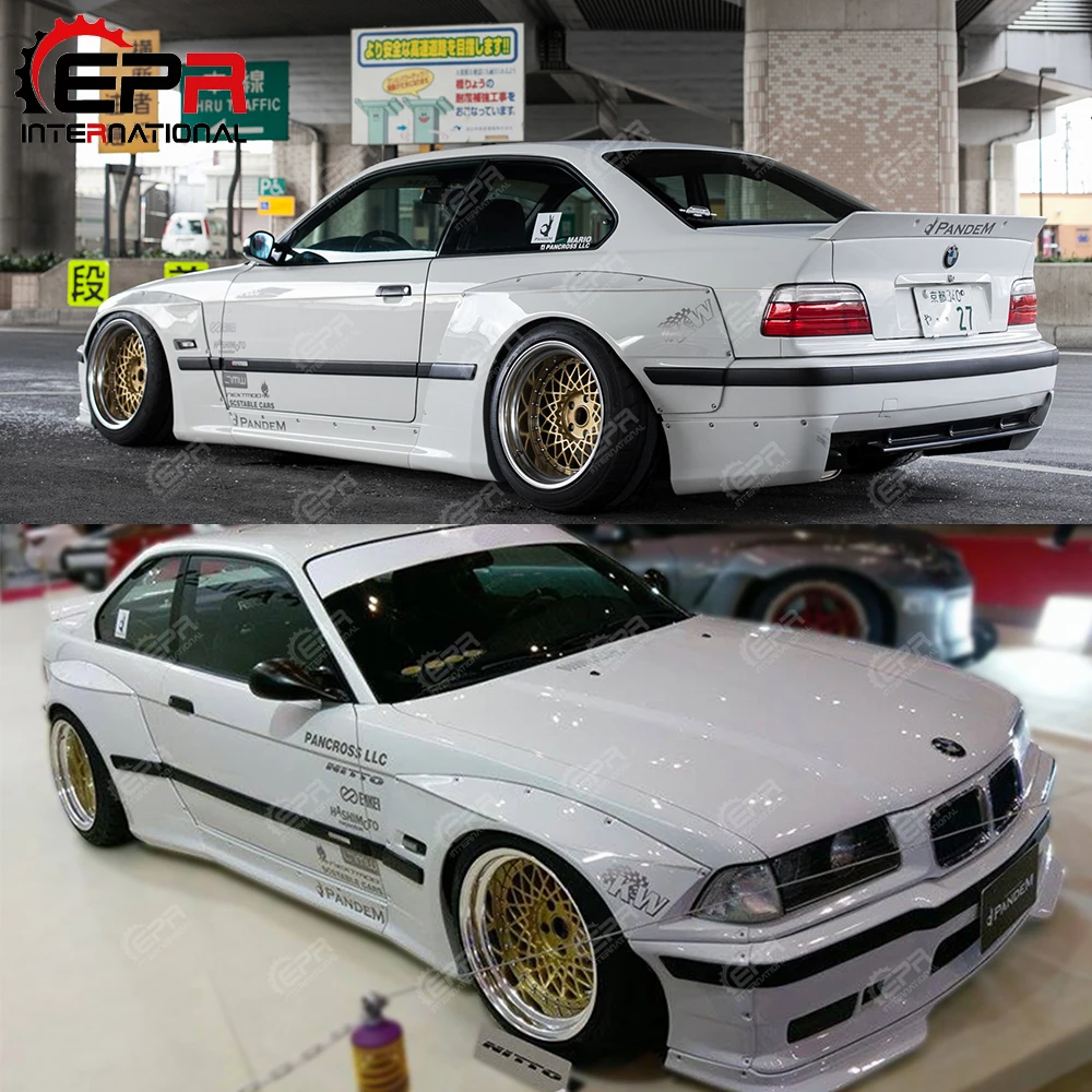 For BMW E36 RB Style Body Kit Tuning FRP Glass Fiber Front Lip Fiberglass Bumper Splitter Tuning Full Wide Body Kit Part