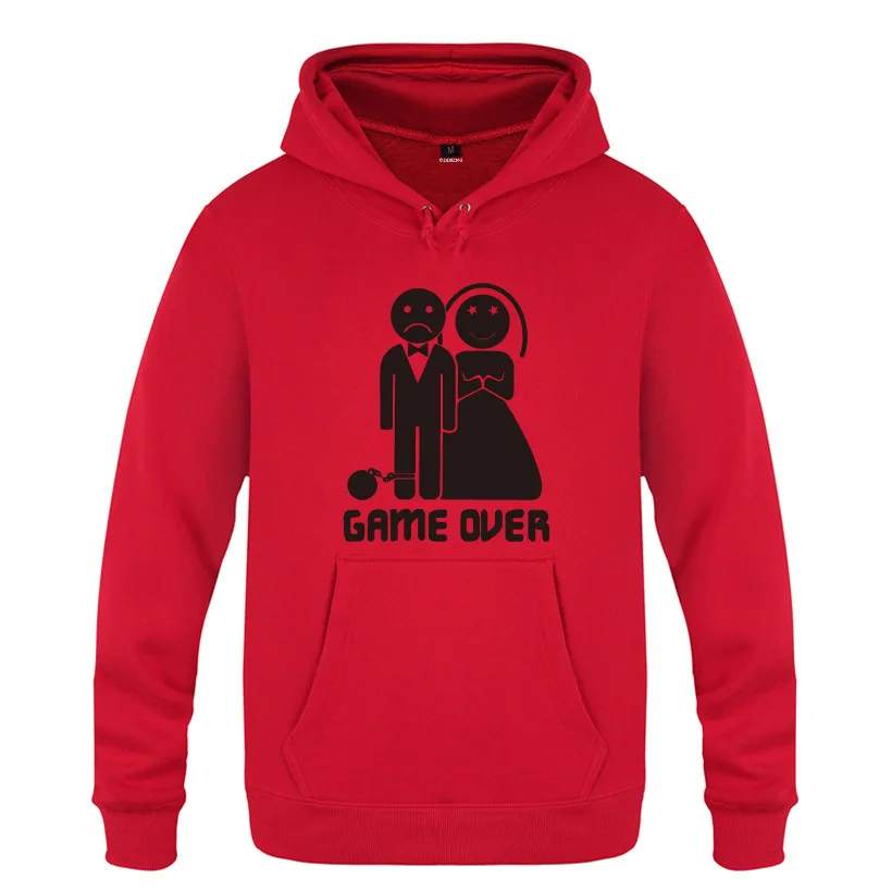 Game Over Marriage Ball And Chain Hoodies Men Fleece Long Sleeve Pullover Sweatshirt Funny Fitness Skateboard Tracksuit Hoody