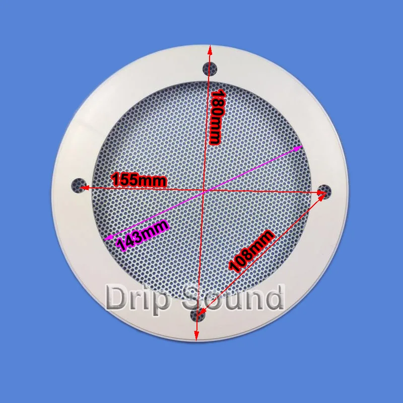 Для 6,5-дюймового 180-миллиметрового аудиодинамика, сетчатая крышка для сабвуфера, декоративная круглая металлическая сетчатая решетка # Белый
