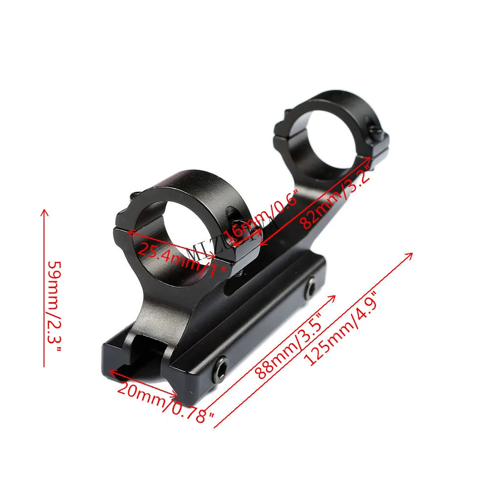 

Tactical Heavy Duty Cantilever Scope Mount 25.4mm Dual Rings 20mm Picatinny Rail Adapter Weaver Rifle Hunting Caza