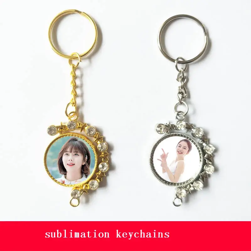 blank sublimation keychains for women fashion moon key ring for sublimation with drill new style design wholesales