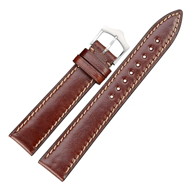 WOCCI Watch Band 18mm 20mm 22mm Full Grain Leather Strap for Men Women Black Brown Red Elegant Watch Replacement Bracelet