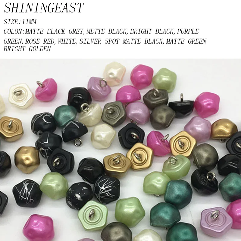 50pcs/lot 11mm grey green purple rose red white black golden star shape shank buttons for t-shirt sewing diy accessories 2025