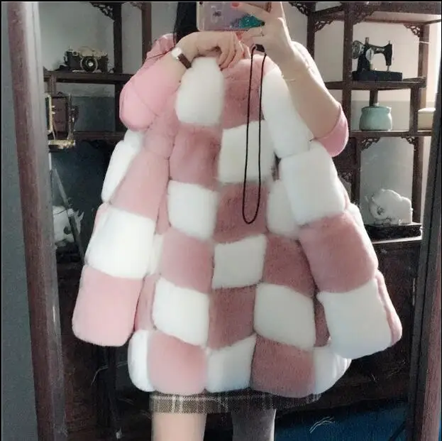 

Women Mixed Colors Winter Thick Warm Long Faux Fur Coat Womens Furry Elegant Faux Fur Jacket High Quality Fluffy Outerwear Mujer