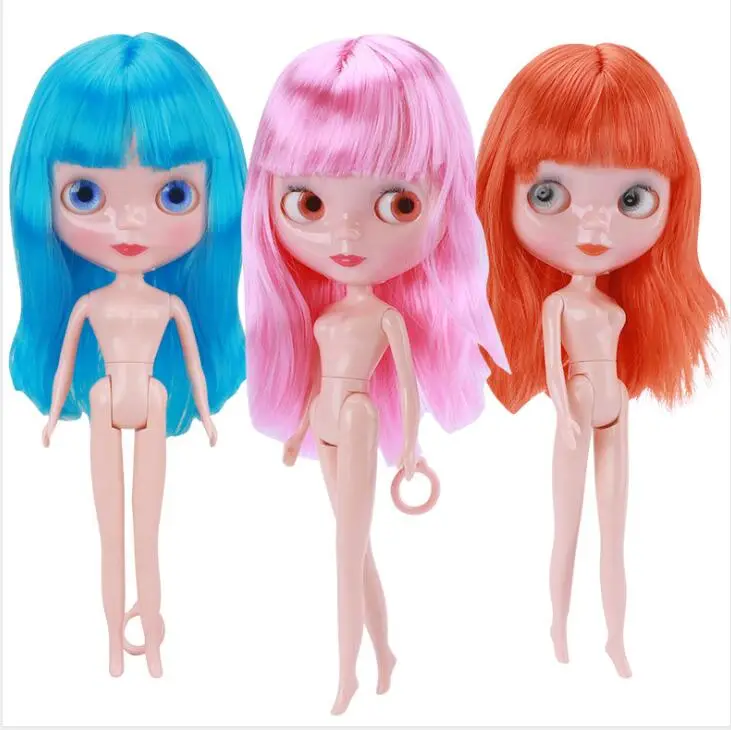 

Free Shipping cheap RBL NO.1-7 DIY Nude Blyth doll birthday gift for girls 4 colour big eyes dolls with beautiful Hair cute toy