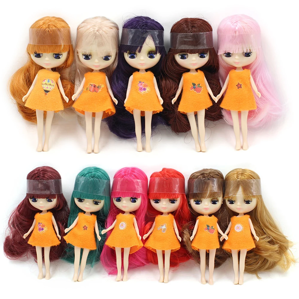 DBS Mini blyth doll Red Brown Light golden green Violet Pink bangs hair 11cm nude body