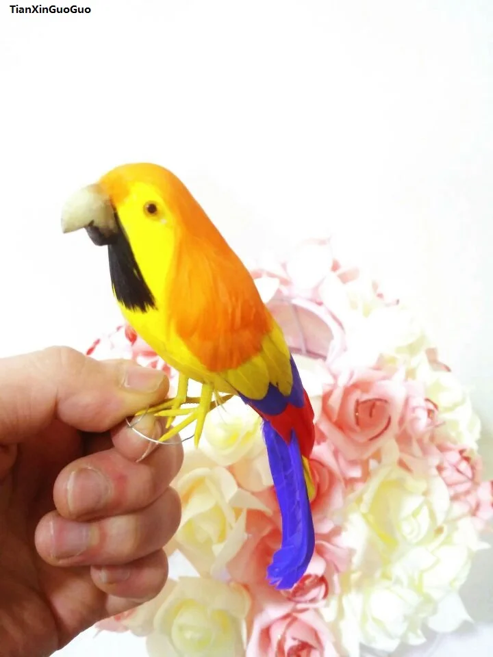 

simulation parrot bird hard model foam&colourful feathers bird about 18cm,handicraft home garden decoration gift s1403