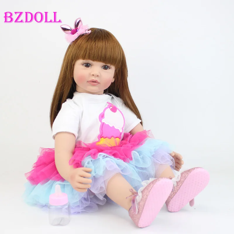 60cm Silicone Reborn Doll Toys For Girl Exquisite Vinyl Princess Toddler Alive Bebe Babies Fashion Child Birthday Gift