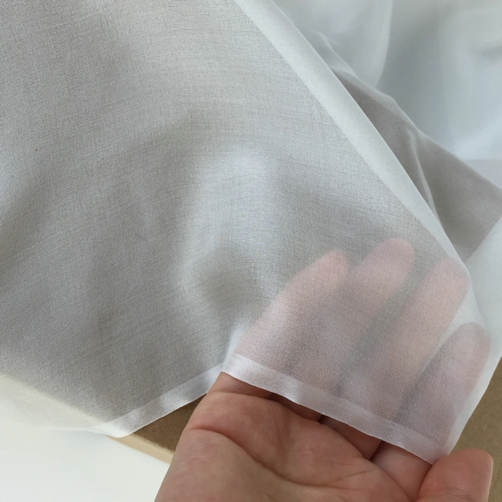100% Mulberry Silk Chiffon Fabric Pure White Use Silk dress Silk Scarf Wedding Dress 6 to 12 momme