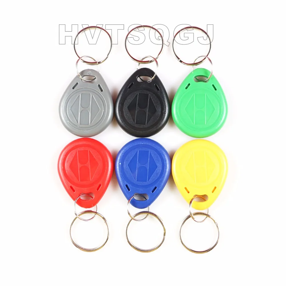 100 개 125khz 쓰기 가능 Keyfobs RFID T5577 근접 재기록 가능 빈 키 체인 액세스 제어 토큰 태그