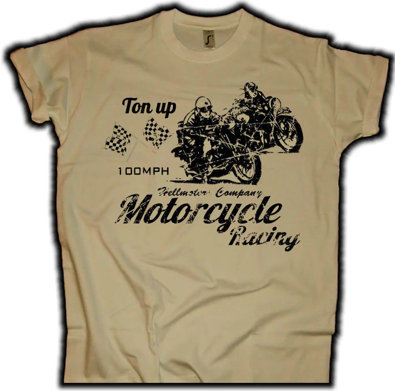 Fashion Men T Shirt Free Shipping Biker T-Shirt Chopper 100 MPH Ton Up Motorcycles V8 Hot Rod Cafe Race Gr. XXL Summer T-shirt