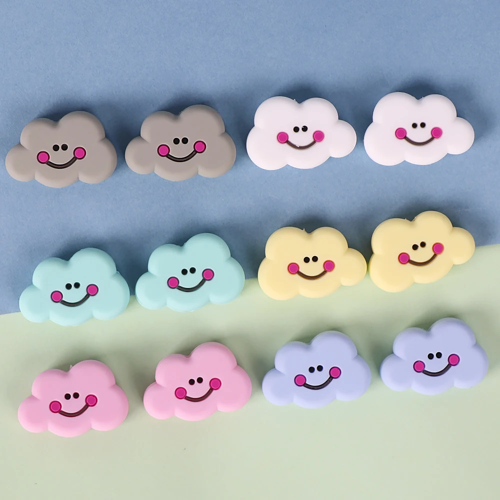 TYRY.HU 10/lot Silicone Loose Beads Baby Teething Lovely Cloud Food Grade Baby Chewable Beads DIY Necklace Accessories BPA Free