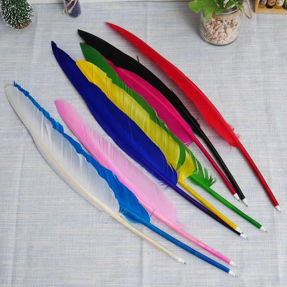 1Pcs Retro Style Feather Quill Plastic Ballpoint Pen for Office Student Home Decor